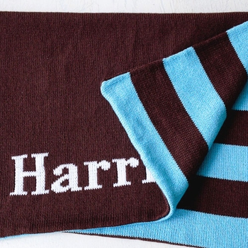 wide stripe personalized baby blanket