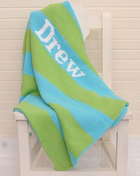 wide stripe personalized baby blanket