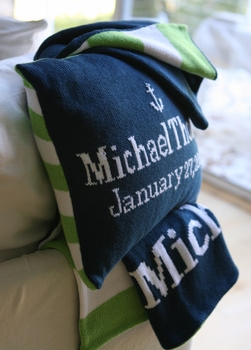 wide stripe personalized baby blanket