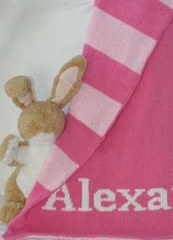 wide stripe personalized baby blanket
