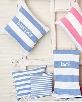 wide stripe personalized baby blanket