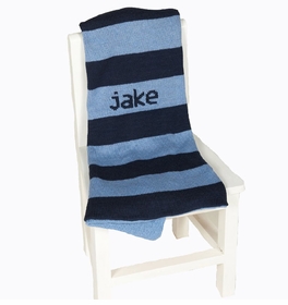 Wide Stripe Personalized Baby Blanket
