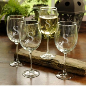 Wine Stemware Set of 4 - (Glass) Personalized