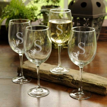 Wine Stemware Set of 4 - (Glass) Personalized
