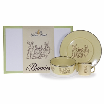 Yellow Bunny Dish Keepsake Set and Box (Plate, Mug, & Bowl)