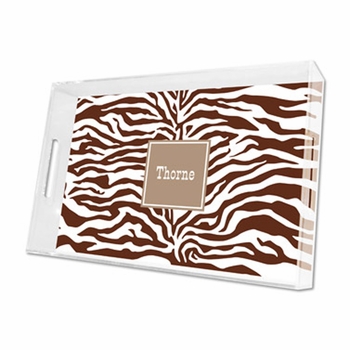 zebra chocolate large tray lucite tray - large