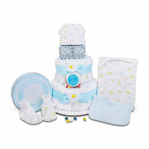 Blue Two- Tier Diaper Cake