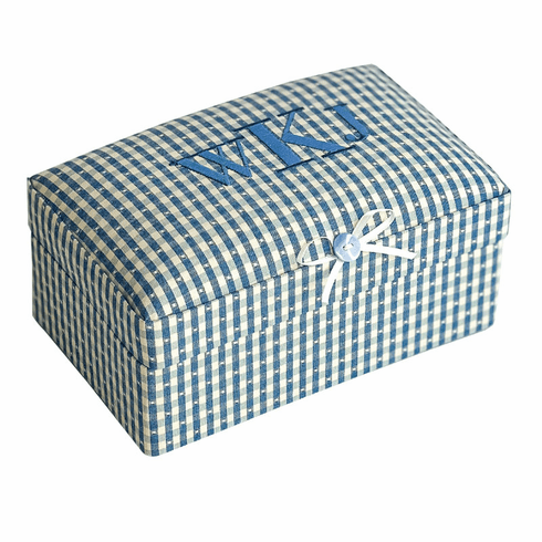 Gingham Check Personalized Baby Keepsake Box - Small