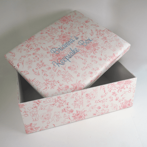 Personalized Baby Keepsake Box - Beary Blossoms Toile Large