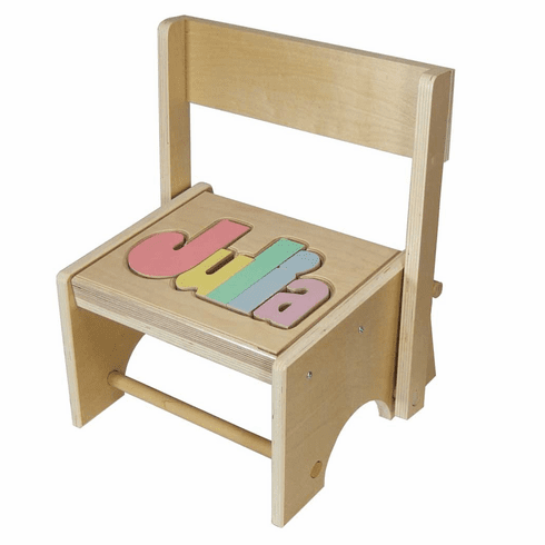 Personalized Maple Double Name Flip Stool