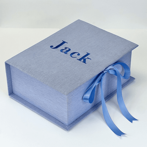 Personalized Micro Striped Cotton Medium Baby Keepsake Box