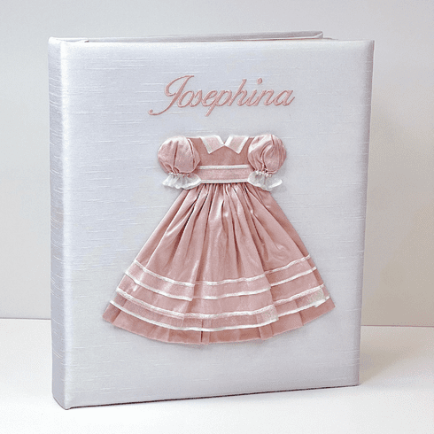 Personalized Silk Dress on Shantung Baby Memory Book