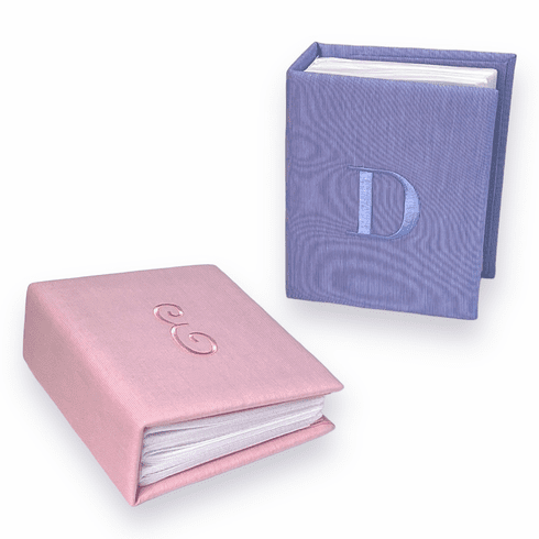 Personalized Small Hardbound Photo Album in Micro Striped Cotton