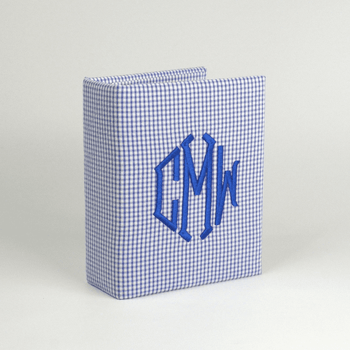 Personalized Small Hardbound Photo Album in Seersucker Check Cotton