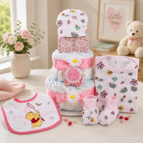 Sweet Baby Girl Diaper Cake Gift