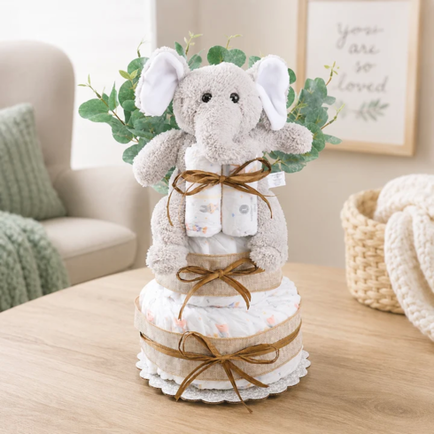 Wild About Baby Two-Tier Diaper Cake Gift - Gender Neutral