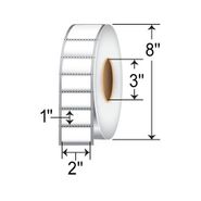 Zebra 10011697 2 x 1 in. Z-Ultimate 3000T White Synthetic Polyester Labels, 5570 Labels/Roll, 3-Core, 8-OD, Perfed, 4 Rolls/Case. Compatible with Tabletop Printers.