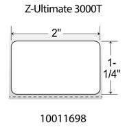 Zebra 10011698  2.00 x 1.25 in. Z-Ultimate 3000T White Synthetic Polyester Labels, 4270 Labels/Roll, 4 Rolls/Case, 3-Core, 8-OD, Non Perforated.    Compatible Printers:  Tabletop