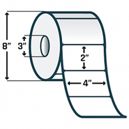 Zebra 18951 4 x 2 in. Z-Ultimate 3000T White Synthetic Polyester Labels 2950 Labels/Roll, 3-Core, 8-OD, 4 Rolls/Case, Perforated.   Priced per Case.   Compatible with Tabletop Printers.