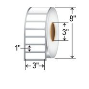 Honeywell  Datamax O'Neil 423076  FanTastock 2TM - White Polyester, Label, THERMAL TRANSFER, 3" X 1",   3" CORE, 8" OD, NOT PERFORATED, STATIONARY - M/I/H CLASS COMPATIBLE, 5300 LABELS PER ROLL, 1 ROLLS PER CASE, PRICED PER CASE