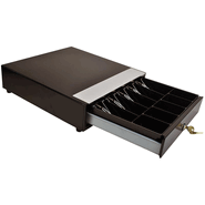 MS Cash Drawer HP-123N-B Manual Cash Drawer | 15.9 x 16.7 x  4.46 in. |  Keyed alike, bell,  5 coin/5 bill  removable money tray, color: black |  No cable required