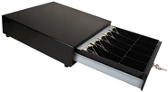 MS Cash Drawer 15.9"(W) X 16.7"(L) media C/D kit; intelligent R232 Interface; Color: BLACK; Painted Front, No Slots, 5B5C till; KSC-9-FEM-DIN RS232 Cable & AC adapter included