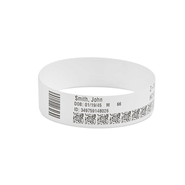 Zebra 10006997K  Wristband, Polypropylene, 0.75x11in (19.1x279.4mm); Direct Thermal, Z-Band Direct, Adhesive closure,  Color: White, 200/cartridge, 6 cartridge/case,  HC100 Printer.   Priced per case.
