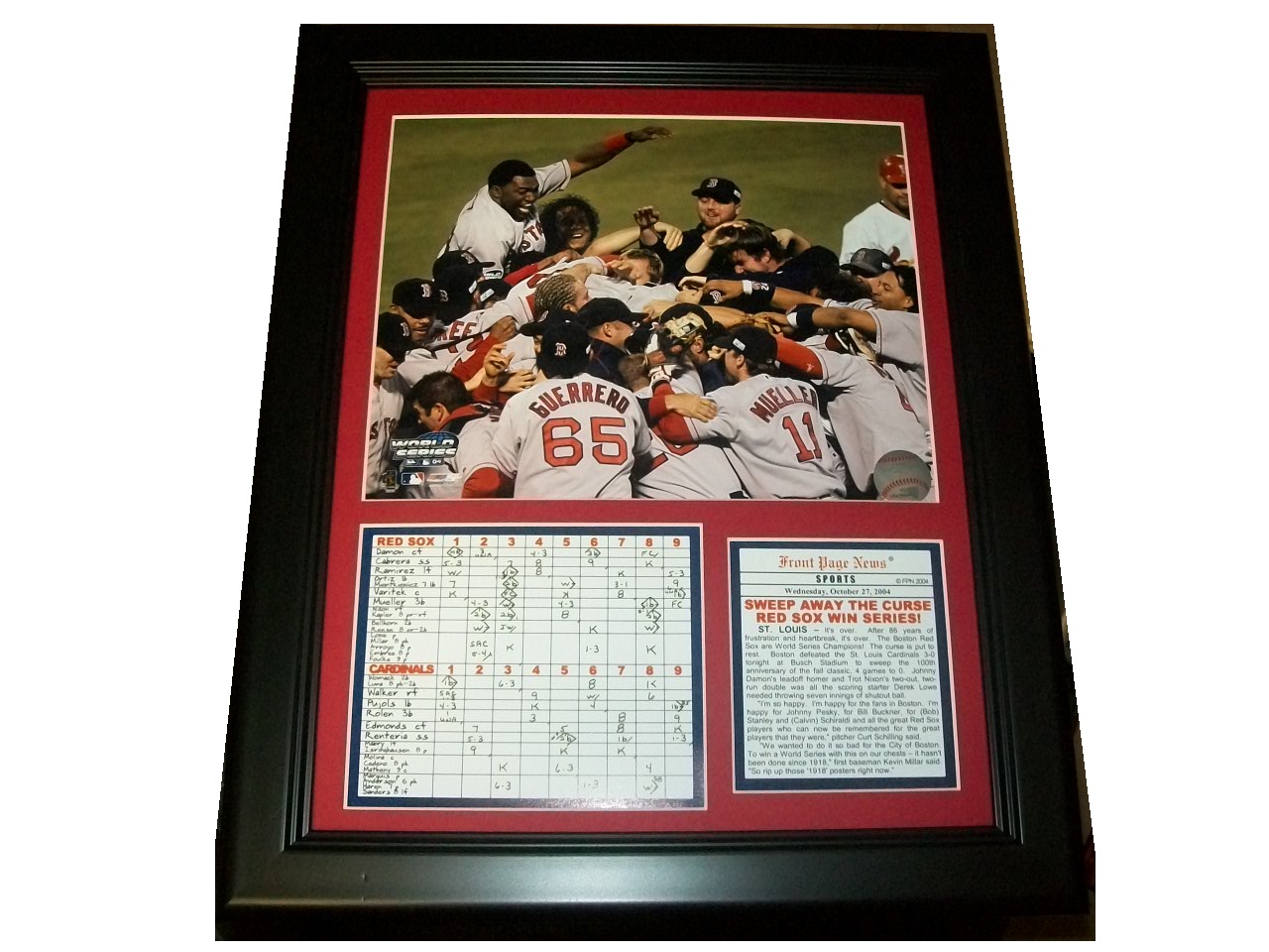 2004 Boston Red Sox World Series Champions Curse Over 11x14 Framed & Matted