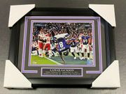 LAMAR JACKSON BALTIMORE RAVENS FLIP GAME WINNING TOUCHDOWN Framed 8x10 Photo 