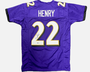 Derrick Henry Signed Autographed Ravens Style Custom Jersey Beckett BAS Purple
