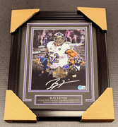 RAY LEWIS AUTOGRAPHED RAVENS SUPER BOWL MVP FRAMED 8X10 PHOTO BAS BECKETT HOLO