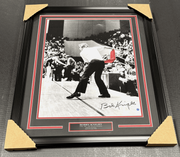 BOBBY KNIGHT SIGNED AUOTGRAPHED FRAMED 16X20 PHOTO Steiner HOLO THROWING CHAIR