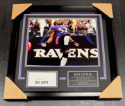 RAY LEWIS AUTOGRAPHED CUT JSA COA FRAMED WITH 11X14 PHOTO Fire DANCE RAVENS