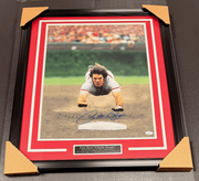 Pete Rose Reds Authentic Signed Autographed 16X20 DIVE Photo Framed JSA COA