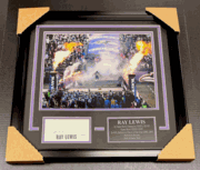 RAY LEWIS AUTOGRAPHED CUT JSA COA FRAMED WITH 11X14 PHOTO LAST DANCE RAVENS