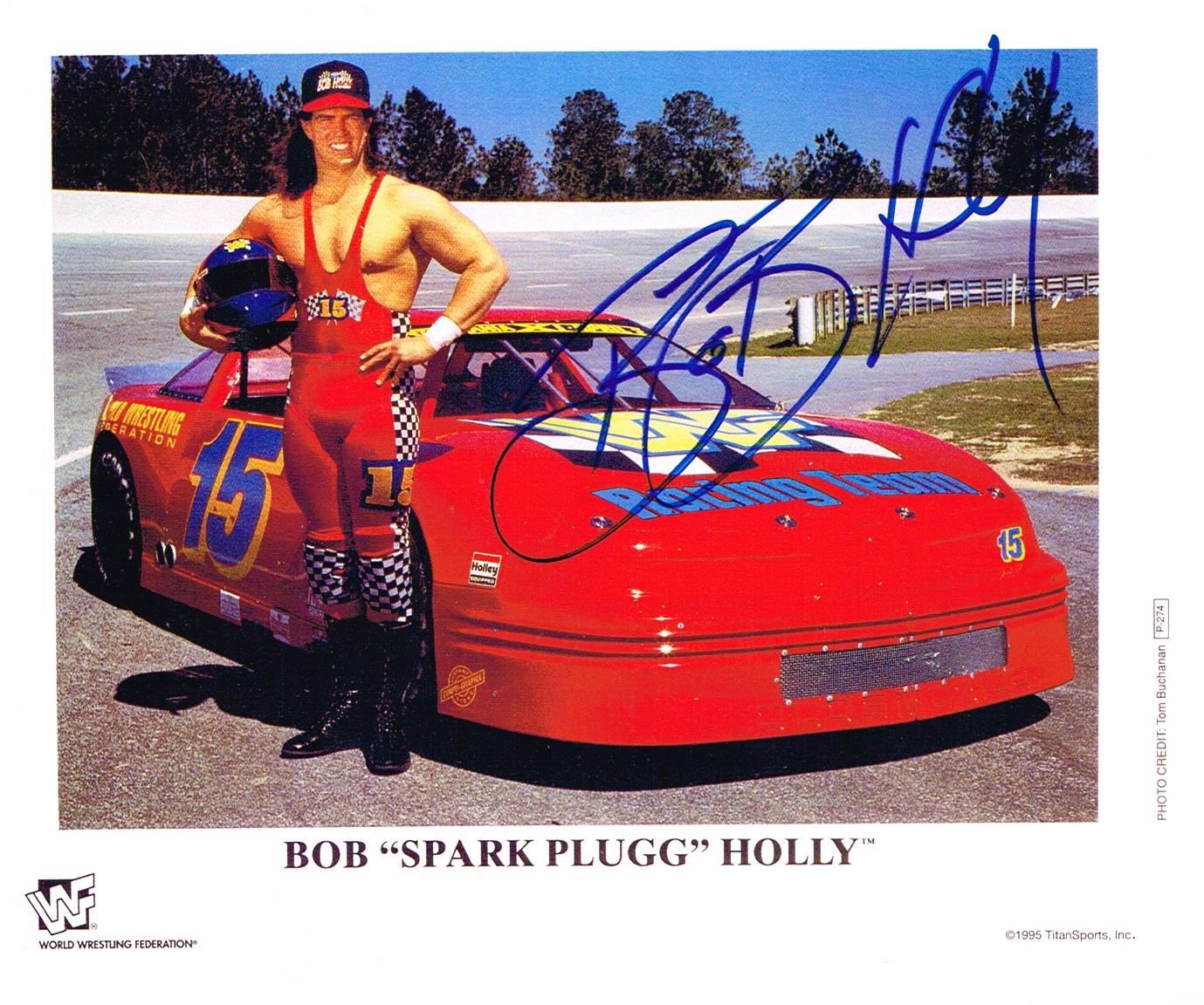 WWE WWF HARDCORE BOB SPARK PLUG HOLLY AUTOGRAPHED 8X10 PHOTO AUTOGRAPH SIGNED