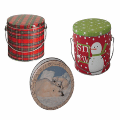 1/2 Gallon Pail w/Cover & Handle Decorated Snowman Graphic, 24 Pack