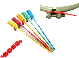 12 inch High Security Pull-Tight Plastic Seals Red-50 Pack