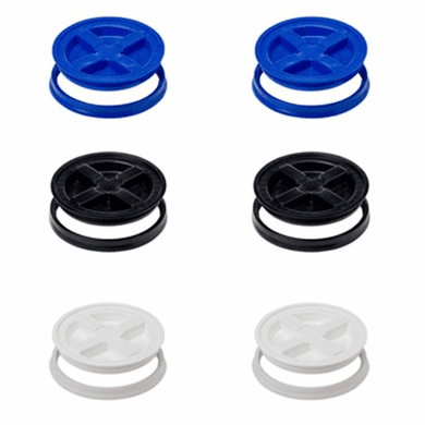 2 Gallon White, Blue, & Black Gamma Seal Lid-6 Pack  Discontinued