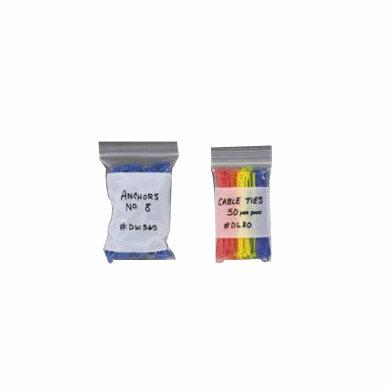 2 Mil Reclosable ZipLock Poly Bags with White Block 4" x 8", 1000 Pack