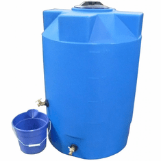 250 Gallon  Poly-Mart Heavy Weight Emergency Water Storage Tank | Plastic Water Storage Storage | 36" Diameter x 67" Height  , Color;Light Blue