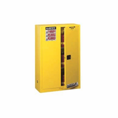 30 Gal 44x43x18, Self-Close Justrite Flammable Liquid Storage Cabinet | Self Closing Sliding Door