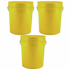 5 Gallon (20L) Yellow Plastic Bucket, 3-pack   - Non-UN