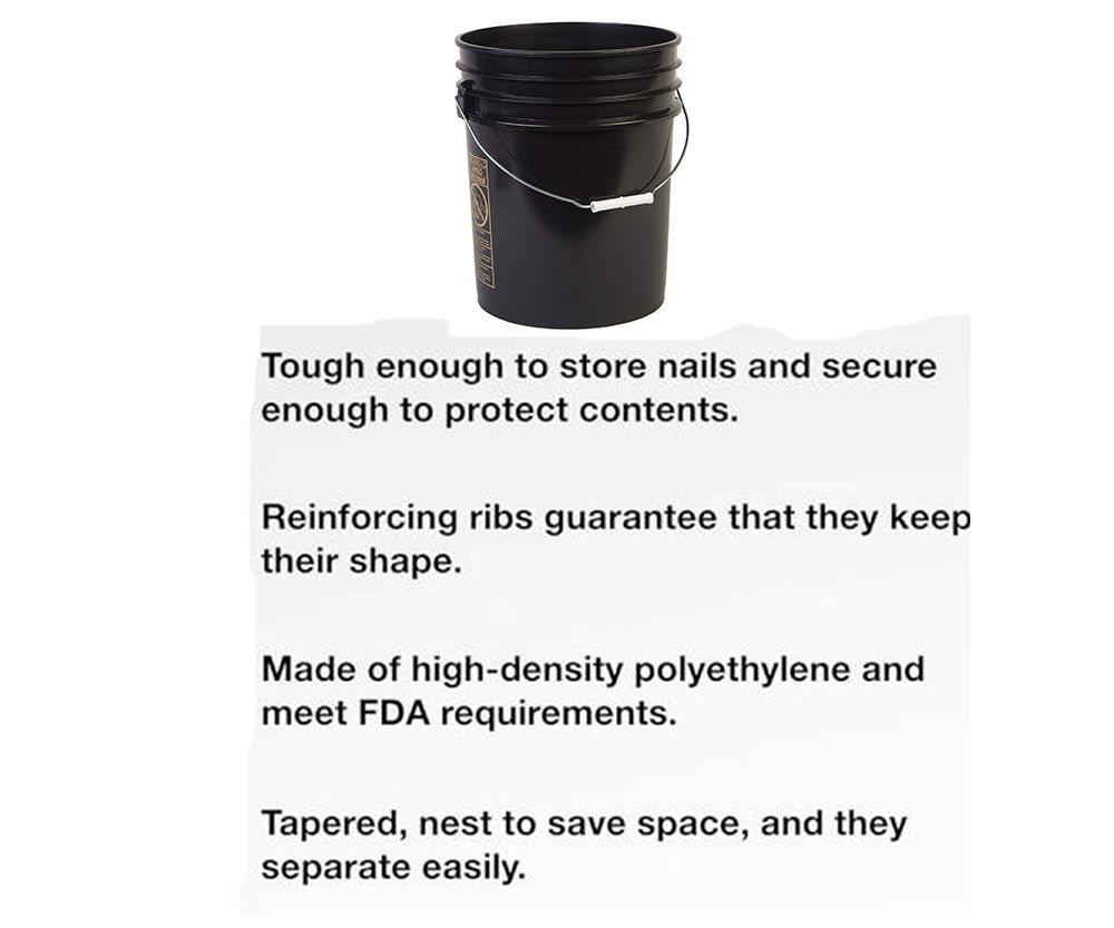 5 Gallon Bucket Bulk ,Black, Pallet of 120