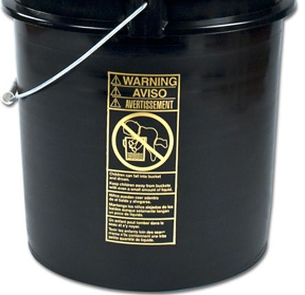 5 Gallon Bucket,Plastic,Black 3 Pack