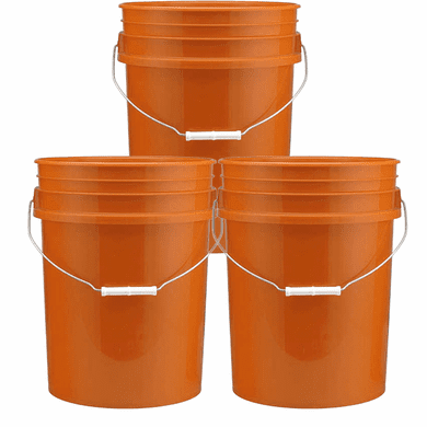 5 Gallon Bucket Plastic,Orange 3 Pack