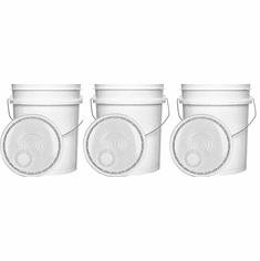 Hudson Exchange 5 Gallon Buckets 3-Pack With Gamma Seal Lids - Food Grade BPA Free HDPE