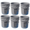 5 Gallon Buckets, Six (6) Pack Plastic Gray ~SOLD OUT~