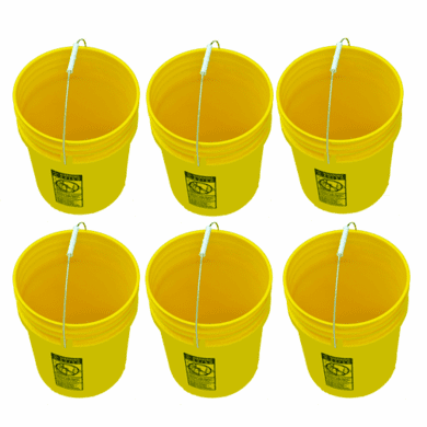 5 Gallon Buckets Yellow - 6 Pack