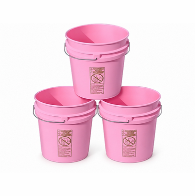 5-Gallon Light Pink Plastic Buckets, Food-Grade, 3-Pack